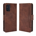 Multi-function Card Leather Flip Cases Wallet Holster Covers For Samsung Galaxy F52 5G - Brown
