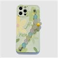 Personality Girl Silicone Wrist Covers Hard Back Shell Chain Cases For Huawei Honor 30 Pro+ - Green Flower 2