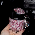 Portable Car Ashtray Crystal Bling Bling Car Ash Tray Storage Cup Holder for Girls Woman - Pink