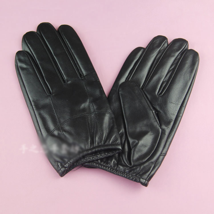Fashion Men Boys Genuine Leather Sheepskin Finger Gloves Keep Warm - Black