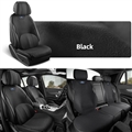 Automobile Half Surround Suede Real Leather Breathable Front & Rear Car Seat Cover Truck Seat Cushion 9pcs For Ford F-150 - Black