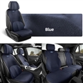 Automobile Half Surround Suede Real Leather Breathable Front & Rear Car Seat Cover Truck Seat Cushion 9pcs For Ford F-150 - Blue