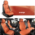 Automobile Half Surround Suede Real Leather Breathable Front & Rear Car Seat Cover Truck Seat Cushion 9pcs For Ford F-150 - Orange