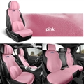 Automobile Half Surround Suede Real Leather Breathable Front & Rear Car Seat Cover Truck Seat Cushion 9pcs For Ford F-150 - Pink