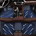 Automotive Floor Mats PU Leather + Starry Sky Blanket Waterproof Car Carpet Truck Mats 7pcs For Ford F-150 - Blue