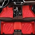 Automotive Floor Mats PU Leather + Starry Sky Blanket Waterproof Car Carpet Truck Mats 7pcs For Ford F-150 - Red