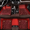 Automotive Floor Mats PU Leather + Starry Sky Blanket Waterproof Car Carpet Truck Mats 7pcs For Ford F-150 - Wine Red