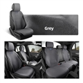Automotive Half Surround Suede Real Leather Breathable Front & Rear Car Seat Cover Truck Seat Cushion For Ford F-150 - Grey