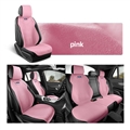 Automotive Half Surround Suede Real Leather Breathable Front & Rear Car Seat Cover Truck Seat Cushion For Ford F-150 - Pink
