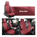 Automotive Half Surround Suede Real Leather Breathable Front & Rear Car Seat Cover Truck Seat Cushion For Ford F-150 - Wine Red