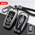 Metal Auto Zinc Alloy Automobile Key Bags Protect Men Truck Key Covers For Ford F-150 - Black + Woven keychain