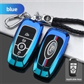 Metal Auto Zinc Alloy Automobile Key Bags Protect Men Truck Key Covers For Ford F-150 - Blue + Woven keychain