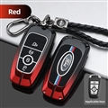 Metal Auto Zinc Alloy Automobile Key Bags Protect Men Truck Key Covers For Ford F-150 - Red + Woven keychain