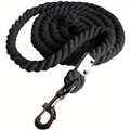 118 Inch Premium Cotton Horse Lead Rope Durable Anti-Static With Heavy-Duty Bolt Snap For All Occasions - Black