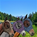 3PCS Stretch Lycra Mosquito Repellent Summer Breathable Horse Fly Mask With Ears Mesh Rugged - Blue + Purple + Brown