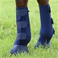 Adjustable Horse Fly Boots Harness Antifriction Neoprene Equine Guards Wraps Reduced Stomp Equestrian Gear - Blue