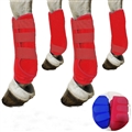 Adjustable Polyester Horse Leg Boots Harness Anticollision Neoprene Equine Guards Wraps Reduced Fatigue Equestrian Gear - Red