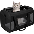 Airline Approved Pet Handbag Ventilate Durable Polyester Zipper Closure For Cats Dogs Bags Container Bag Travel Outdoor - Black