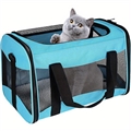 Airline Approved Pet Handbag Ventilate Durable Polyester Zipper Closure For Cats Dogs Bags Container Bag Travel Outdoor - Blue