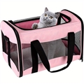 Airline Approved Pet Handbag Ventilate Durable Polyester Zipper Closure For Cats Dogs Bags Container Bag Travel Outdoor - Pink