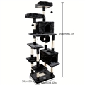 Big Cat Tree House Towers Large Cat Climbing Tree Cat Condo Cat Scratching Post With Bed Cat Climbing Shelves - Dark Gray