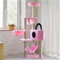 Cat Tree House Towers Large Cat Climbing Tree Cat Condo Scratching Post Multi-Level Large Cat Climbing Shelf - Pink