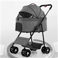 Foldable Pet Stroller Multifunctional Metal Removable Small Medium-sized Cats Dogs Bags Storage Basket Travel Outdoor - Gray