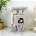 Fun Cat Tree House Towers Cat Post Climbing Tree Cat Condo Scratching Post Climbing Frame Cat Post Climbing Shelf - Grey