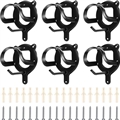 Horse Bridle Rack Bracket Hooks Tubes Screw Tack Storage Halter Hanger Metal Holder Room Blanket Wall Mount - Black 6 Counts