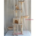 Large Cat Tower For Big Cats Cat Climbing Tree Cat Condo Scratching Post Multi-Level Large Cat Climbing Ladder Stairs - 6 Floors Beige