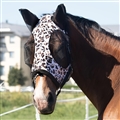 Leopard Print Spandex Mosquito Repellent Summer Breathable Horse Fly Mask With Ears Rugged Ride Horse Supplies - Black