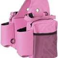 Multi-Purpose Horse Supplies Equestrian Saddle Bag With Water Bottle Holder Durable Nylon Fabric Fit For Riders - Pink