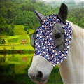 Stretch Lycra Mosquito Repellent Summer Breathable Horse Fly Mask With Ears Comfortable Mesh Rugged Ride Horse Supplies - Blue