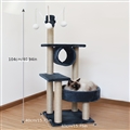 Tall Cattree House Towers Large Cat Climbing Tree Cat Mansion Cat Scratching Post With Bed Cat Climbing Shelves - Dark Gray