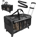 Transport Carrier For 2 Cats Handbag Large Cats Pet Polyester Zipper Closure For Cats Dogs Bags Ideal For Travel Outdoor Use - Black