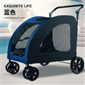 Trolley Foldable Pet Stroller Metal Disability Assistance Removable Cats Dogs Bags Storage Basket Travel Outdoor Oxford - Blue