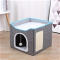 Wooden Washable Pet Stool Pet Bed Indoor For Cats Foldable Cat House With Cat Toy And Storage Stool - Grey