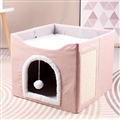 Wooden Washable Pet Stool Pet Bed Indoor For Cats Foldable Cat House With Cat Toy And Storage Stool - Pink