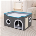 Wooden Washable Pet Stool Pet Bed Indoor For Cats Foldable Cat House With Cat Toy And Storage Stool - Round Grey