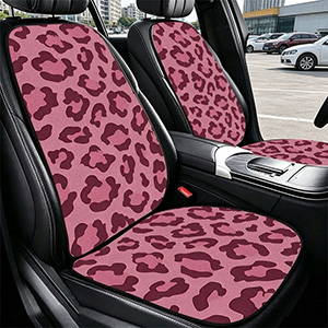 Fashion Leopard Print Car Seat Cushion Universal Polyester Automobile Covers 7pcs Sets - Rose