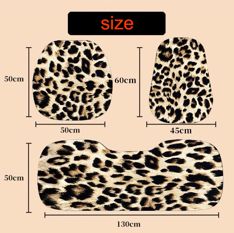 Fashion Leopard Print Car Seat Cushion Universal Polyester Automobile Covers 7pcs Sets - Rose