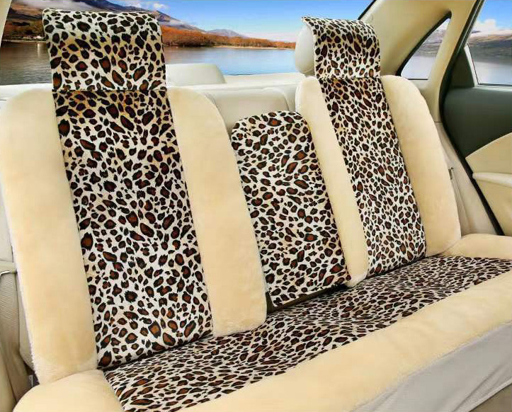 Fashion Winter Warmth Car Seat Cushion Universal Plush Automobile Covers 5pcs Sets - Leaf Brown