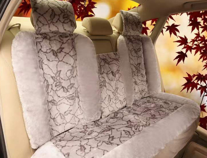 Fashion Winter Warmth Car Seat Cushion Universal Plush Automobile Covers 5pcs Sets - Leaf Brown