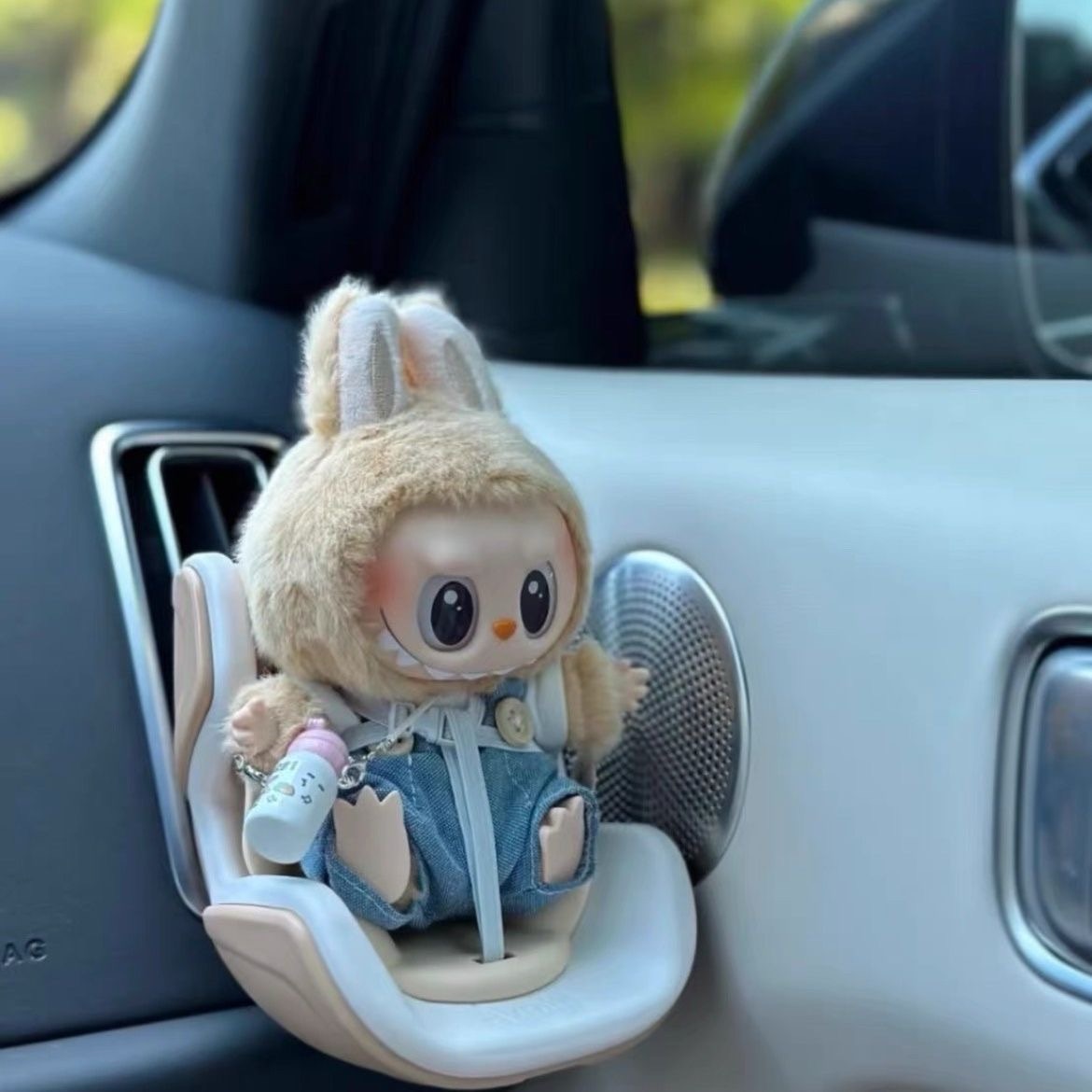Mini Plastic Cartoon Car Hamster Pet Air Outlet Clip Ornament Safety Seat Storage Automotive Interior - Pink Blue