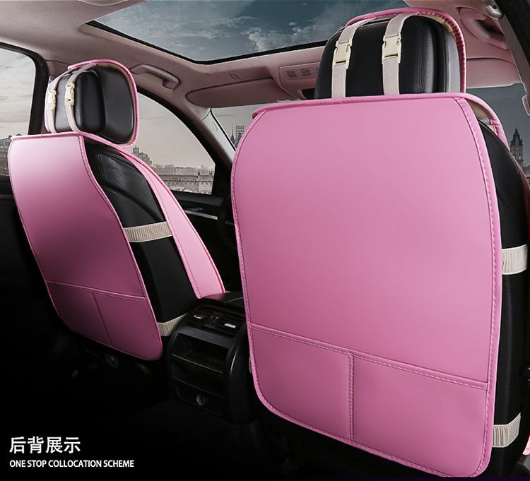 Crown Leather Car Seat Covers Beautiful Universal Auto Seat Cushion 10pcs Sets - Pink