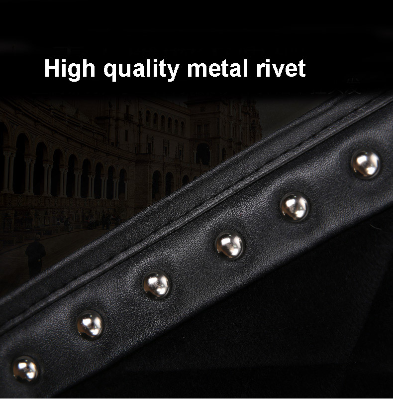 Crown Plush Car Seat Covers Punk Rivet Universal Auto Cushion 1PC Front Cover - Black