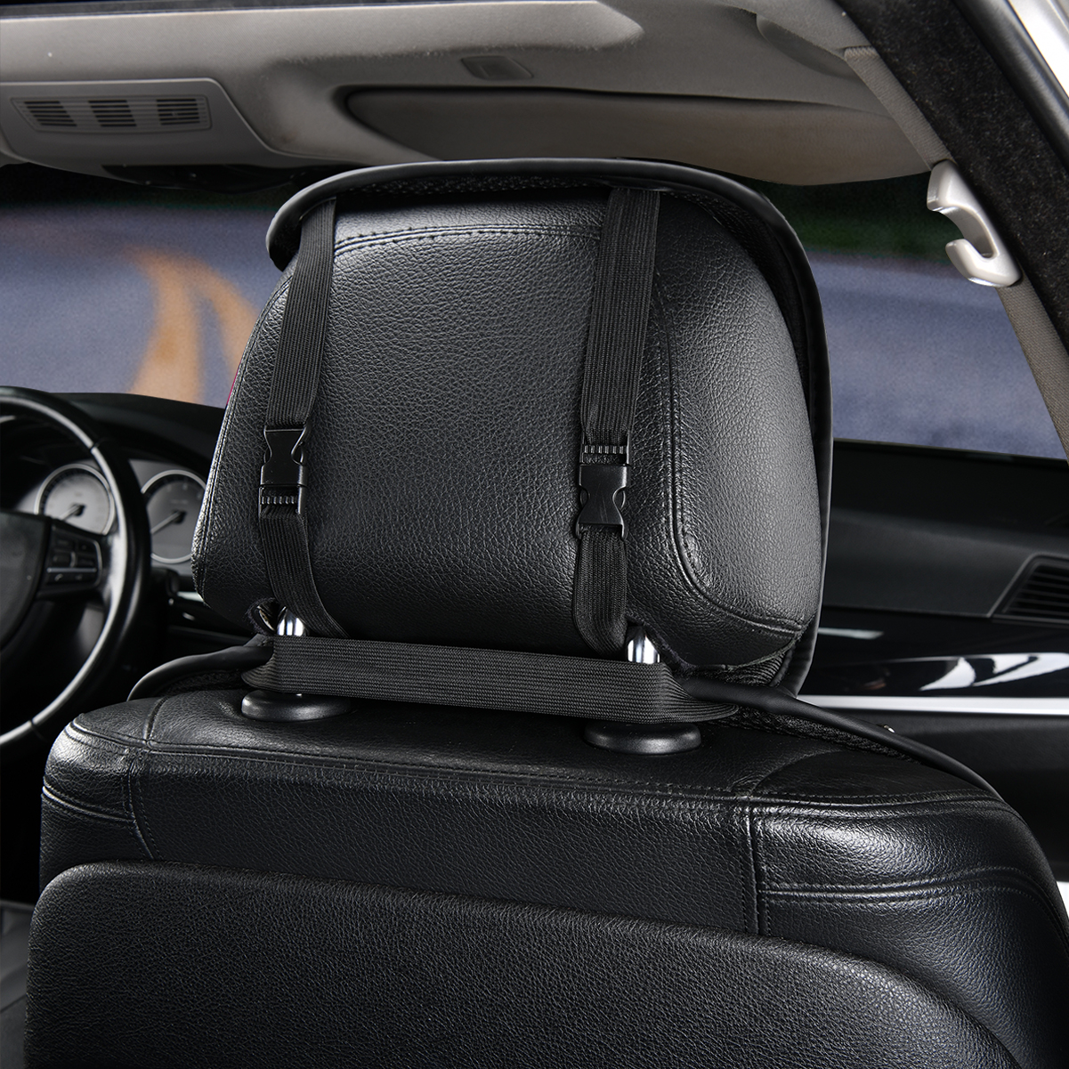 Luxury Crown Rivet Nappa Leather Car Seat Covers Lattice Universal Automobile Seat Cushion 7pcs Sets - Black
